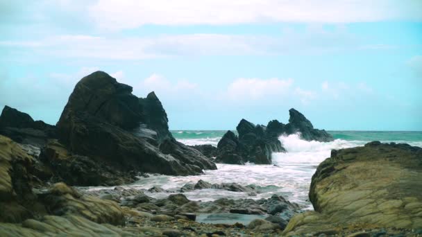 120 Fps Slow Motion Shot Beautiful Cornish Seascape Bude Cornwall — Stockvideo