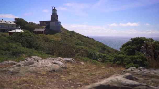 Tripod Shot Light House Sweden Overlooknig Ocean Still Functioning — Stok video