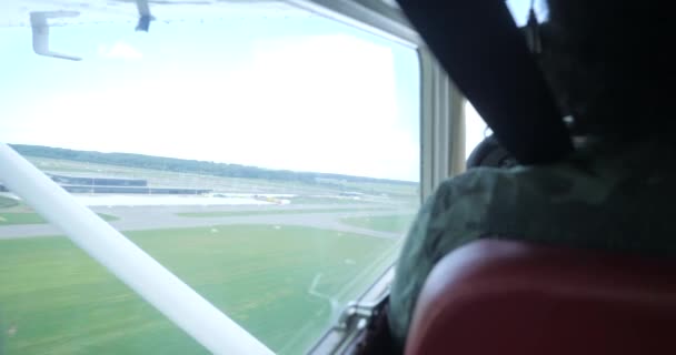 Slow Motion Shot Uniformed Pilot Copilot Taking Shot Stick Radar — Wideo stockowe