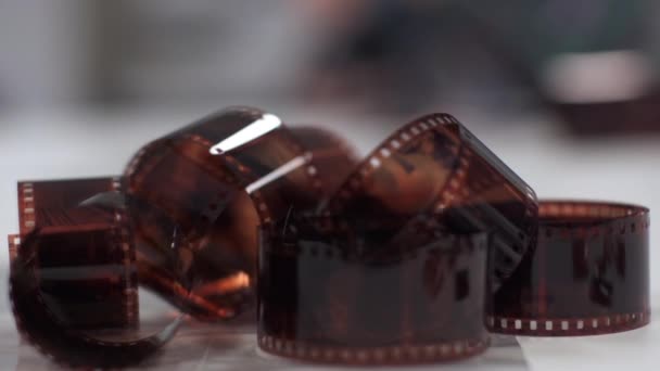Photographic Film Negative Table Slowmotion — Stock video