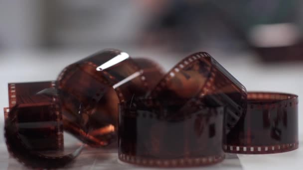 Photographic Film Negative Table Slowmotion — Stockvideo