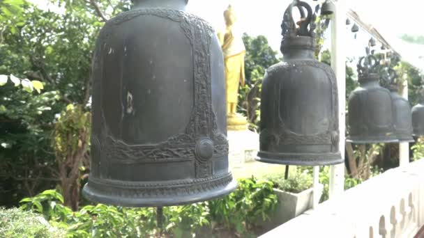 Looking Bells Temple Temple Golden Mount Thailand — Vídeos de Stock