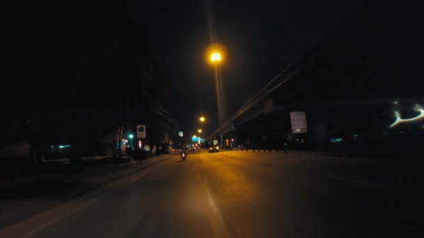 Βόλτα Μηχανή Νύχτα Στην Μπανγκόκ Επιβράδυνση — Αρχείο Βίντεο
