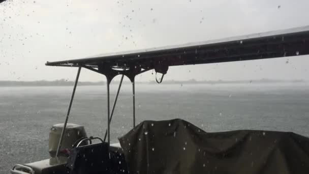 Huge Rain Downpour Falls Chobe River Kasane Botswana Hot Summers — Video Stock