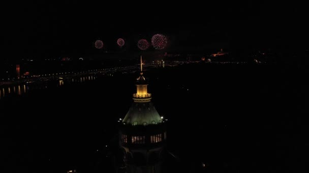 Big Fireworks Budapest 20Th August Hungarian National Holiday Captured Dji — ストック動画