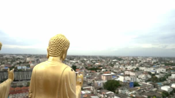 Mirando Bangkok Parte Superior Del Templo Chinees Cámara Lenta — Vídeo de stock