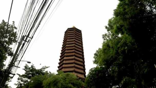 Looking Chiness Temple Street Bangkok Slowmotion Angle — Video Stock