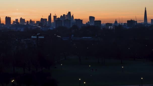 London Skyline Sunrise Primrose Hill Regents Park Famous Landmarks Include — Αρχείο Βίντεο