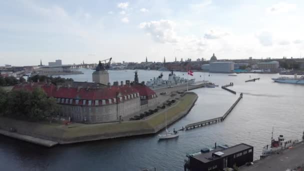 Aerial View Nyholm Central Guardhouse Copenhagen — Stok video