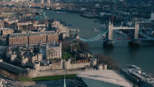 Tower Bridge Tower London Aerial View Tower London Tower Bridge — Vídeo de Stock