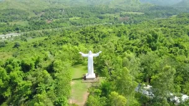 Drone Shot Mount Zion Pilgrim Mountain Gigantic Scuplture Jesus Christ — Video