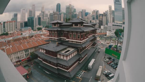 Buddha Tooth Relic Temple Singapore High Fish Eye Lens View — Video