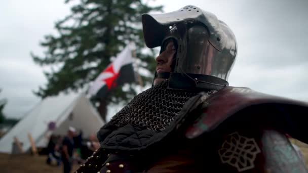 Viking Warriors Putting Armor Readiness Battle — Video Stock