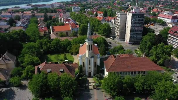 Cityscape Beautiful Church City Hungary — Stockvideo
