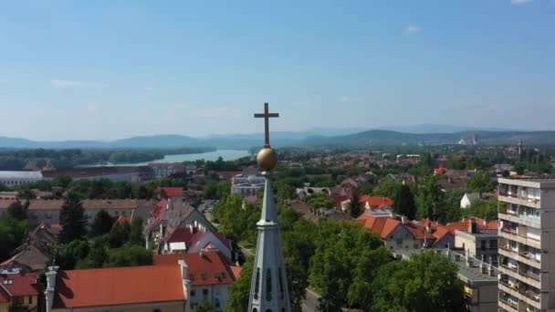 Cityscape Beautiful Church City Hungary — Stockvideo