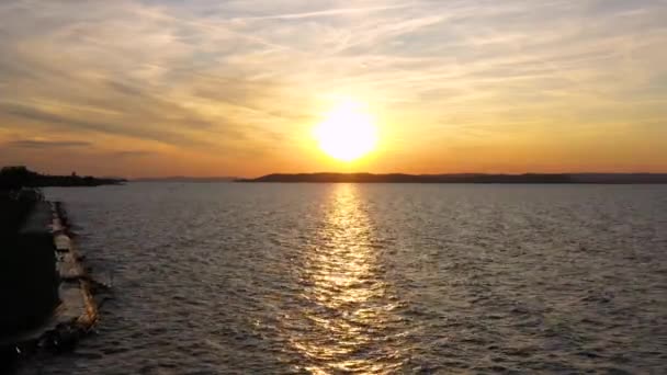 Sunset Lake Balaton Recorded Dji Mavic Pro Drone Uhd Fps — Stockvideo