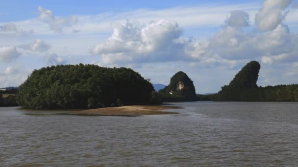 Looking River Islands Krabi Thailand Slow Motion Angle 001 — стокове відео