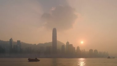 Hong Kong island at sunset. View taken from Kowloon waterfront