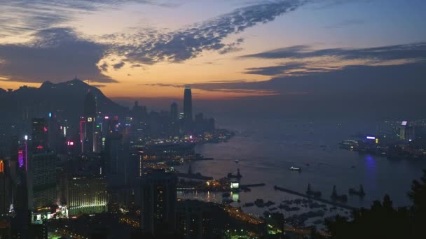 High View Overlooking Victoria Harbour Including Both Hong Kong Island — Video Stock
