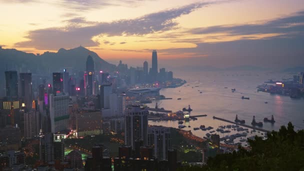 High View Overlooking Victoria Harbour Including Both Hong Kong Island — Vídeo de Stock