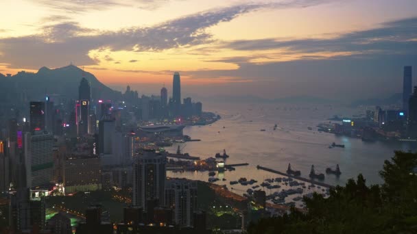 High View Overlooking Victoria Harbour Including Both Hong Kong Island — Stok video