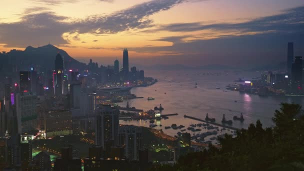 High View Overlooking Victoria Harbour Including Both Hong Kong Island — Stok video