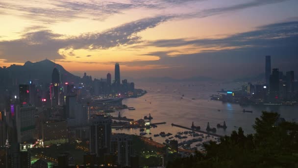 High View Overlooking Victoria Harbour Including Both Hong Kong Island — Vídeos de Stock
