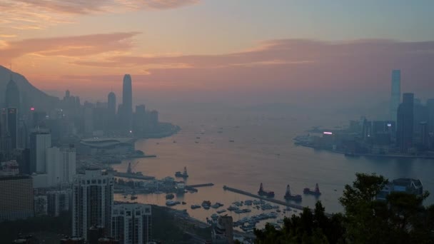High View Overlooking Victoria Harbour Including Both Hong Kong Island — Video Stock