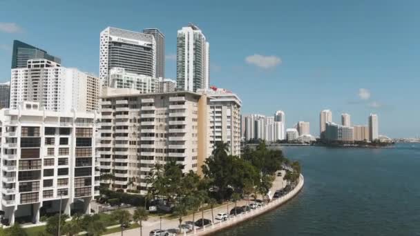 Rising Aerial View Brickell Waterfront Buildings Downtown Miami — Stock videók