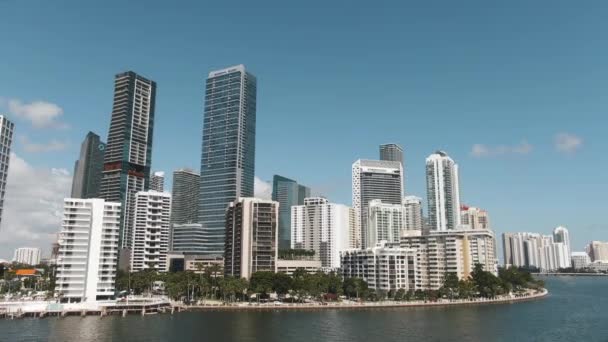 Beautiful Aerial Shot Brickell Buildings Downtown Miami Waterfront — Vídeo de Stock