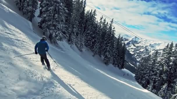 Skiing Snowboarding Ski Run — Stock videók