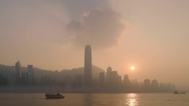 Острів Гонконг Заході Сонця Вид Набережної Коулуна — стокове відео