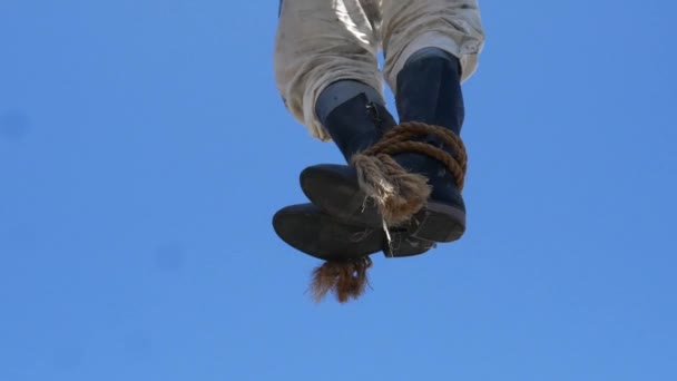 Boots Sway Wind Hanging — Stock Video