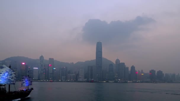 Hong Kong Island Dusk View Taken Kowloon Waterfront — Stock video