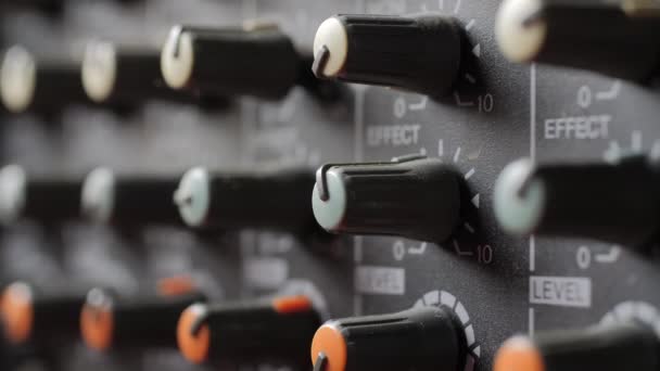 Old Dusty Audio Console Closeup Changing Lighting — Vídeo de Stock