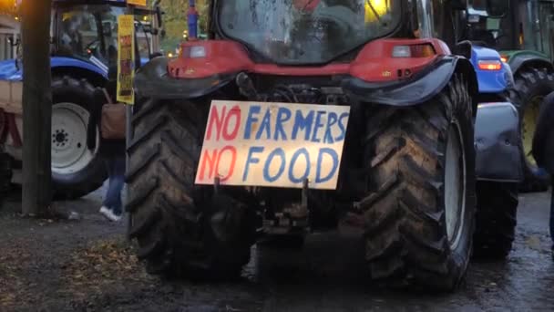 Tractors Flashing Lights Causing Public Disorder Traffic Jams Farmers Protests — Wideo stockowe