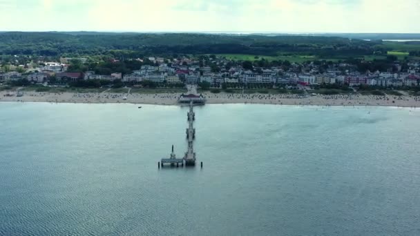 Aerial View Beach Baltic Pier — Video Stock