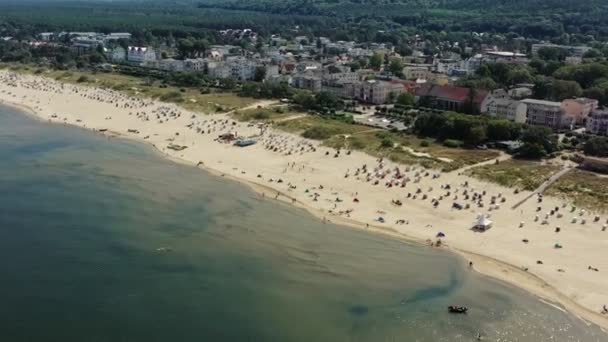 Wooden Pier Baltic Sea Seen Flying Bird Point View — Vídeo de Stock