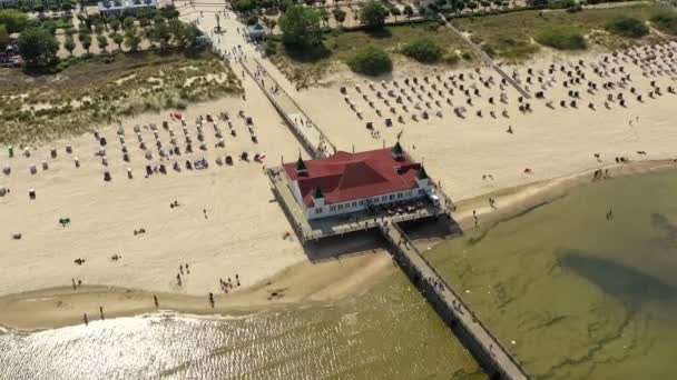 Wooden Pier Baltic Coast Seen Flying Bird Point View — Video Stock