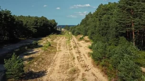 Border Crossing Baltic Sea Shore Seen Drone Point View — Αρχείο Βίντεο