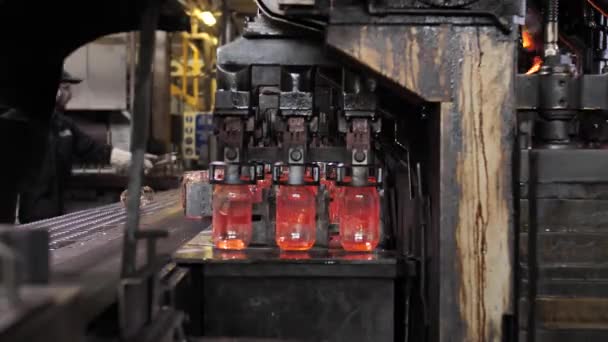 Process Making Glass Jar Glassworks — Stock video
