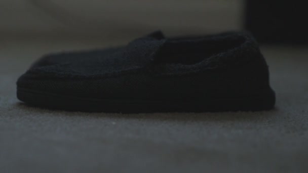 Feet Slipping Slippers Straight Out Bed Close — Stok Video