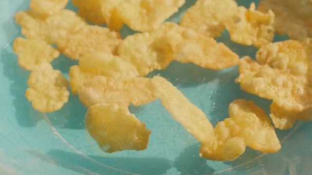 Corn Flakes Slow Motion Falls Plate — Wideo stockowe