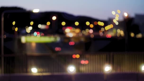Night Traffic Road Moving Cars Blurred Bokeh Background Use Green — Stok video