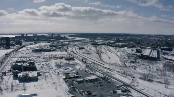 Winter City Industrial Bridge Highway — Vídeos de Stock