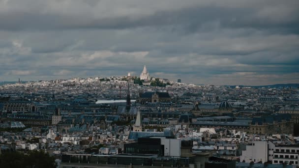 Aerial View Sacre Couer Paris Rooftops — Αρχείο Βίντεο