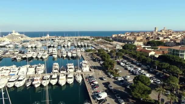 Aerial Shot Beautiful Yacht Pier — Αρχείο Βίντεο