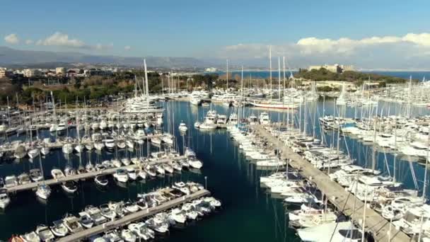 Drone Shot Amazing Yacht Port — Wideo stockowe