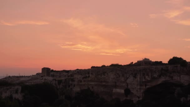 Locked Pink Orange Sunset Syracuse Sicily — Stock videók