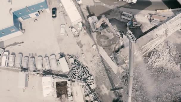 Concrete City Bridge Destruction Landscape Drone Birds Eye View — Stok video